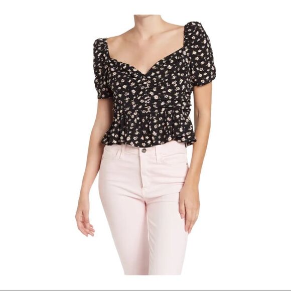 ASTR The Label Sweetheart Neckline Ditsy Floral Top L - Picture 2 of 9